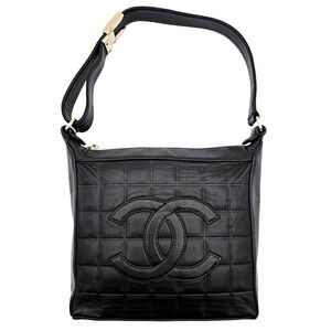 Chanel CHANEL Bag Shoulder Chocolate Bar Lambskin Black Coco Mark